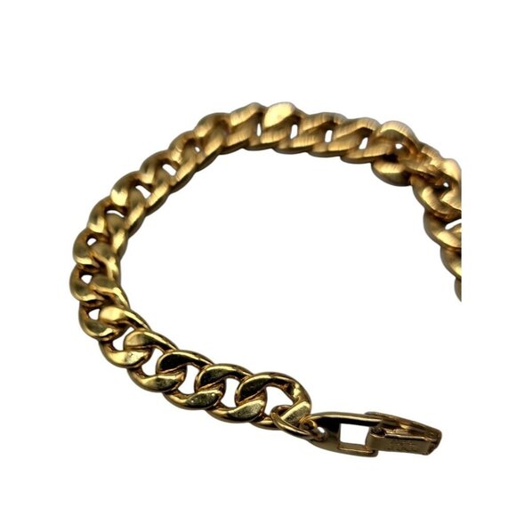 Napier Bracelet Patent Number Gold Plated Flat Cuban Link Size 7 Vintage - Picture 9 of 10